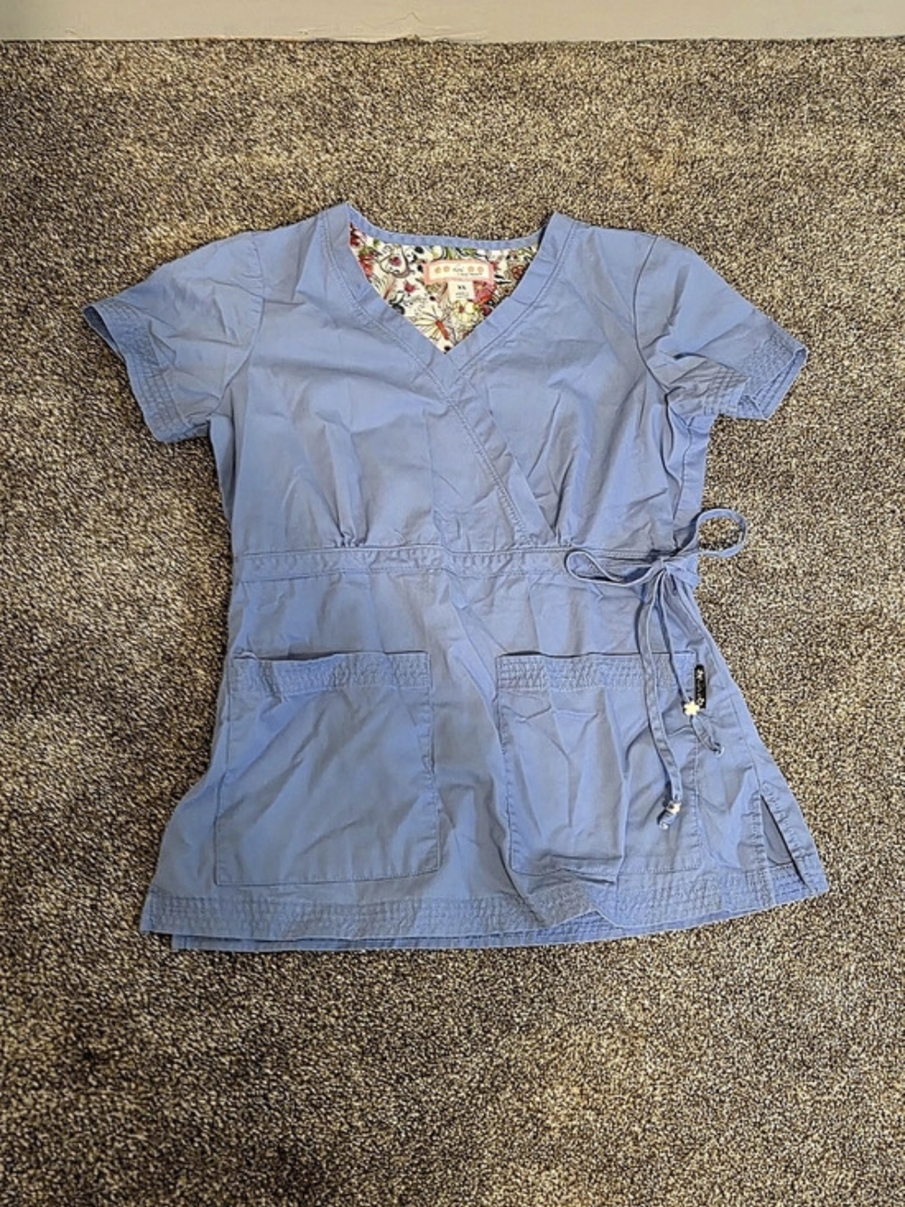 Koi Floral Utility Tunic in Blue Size XS